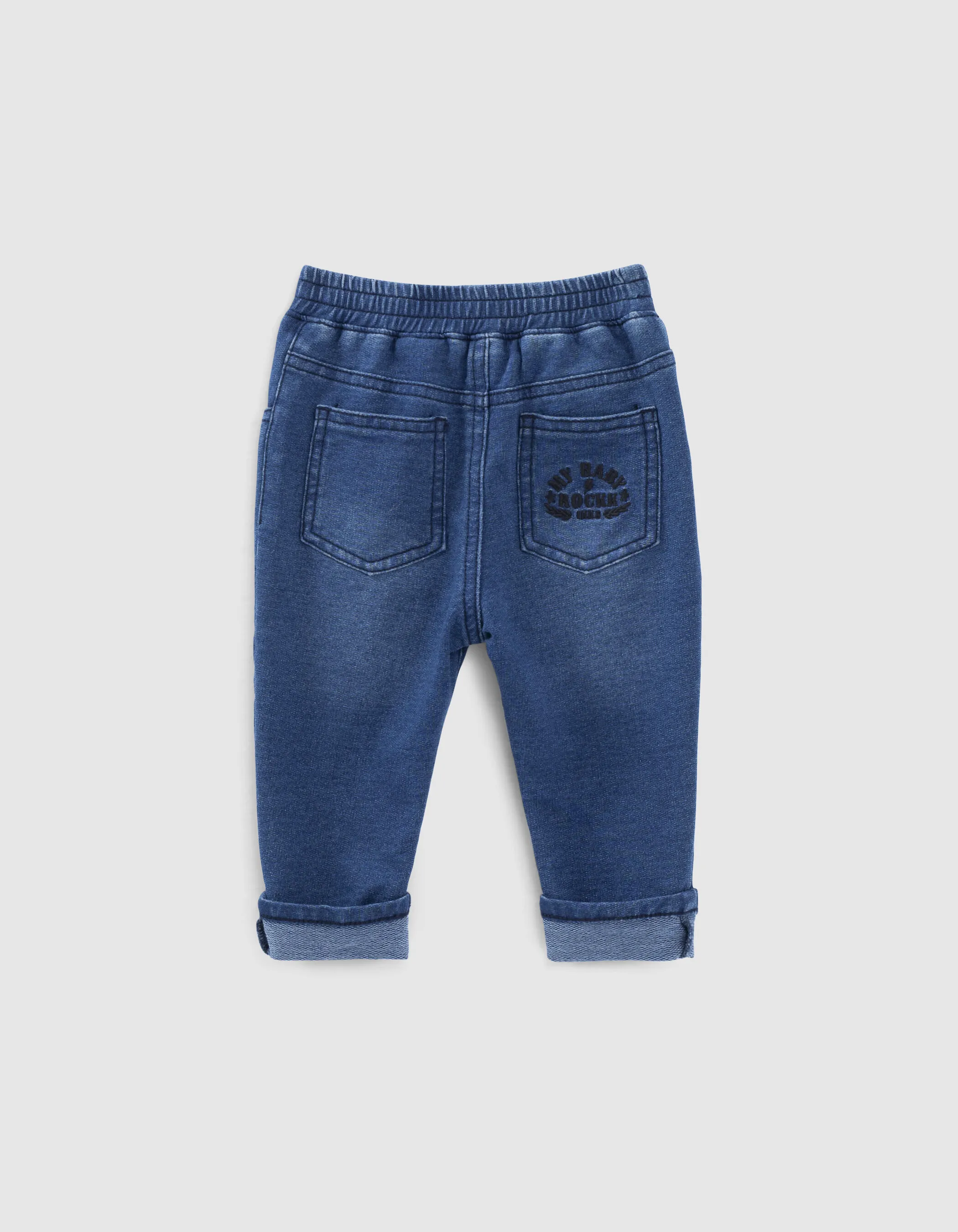 Baby Jean Medium Blue Knit-Look Organic Maille Jeans