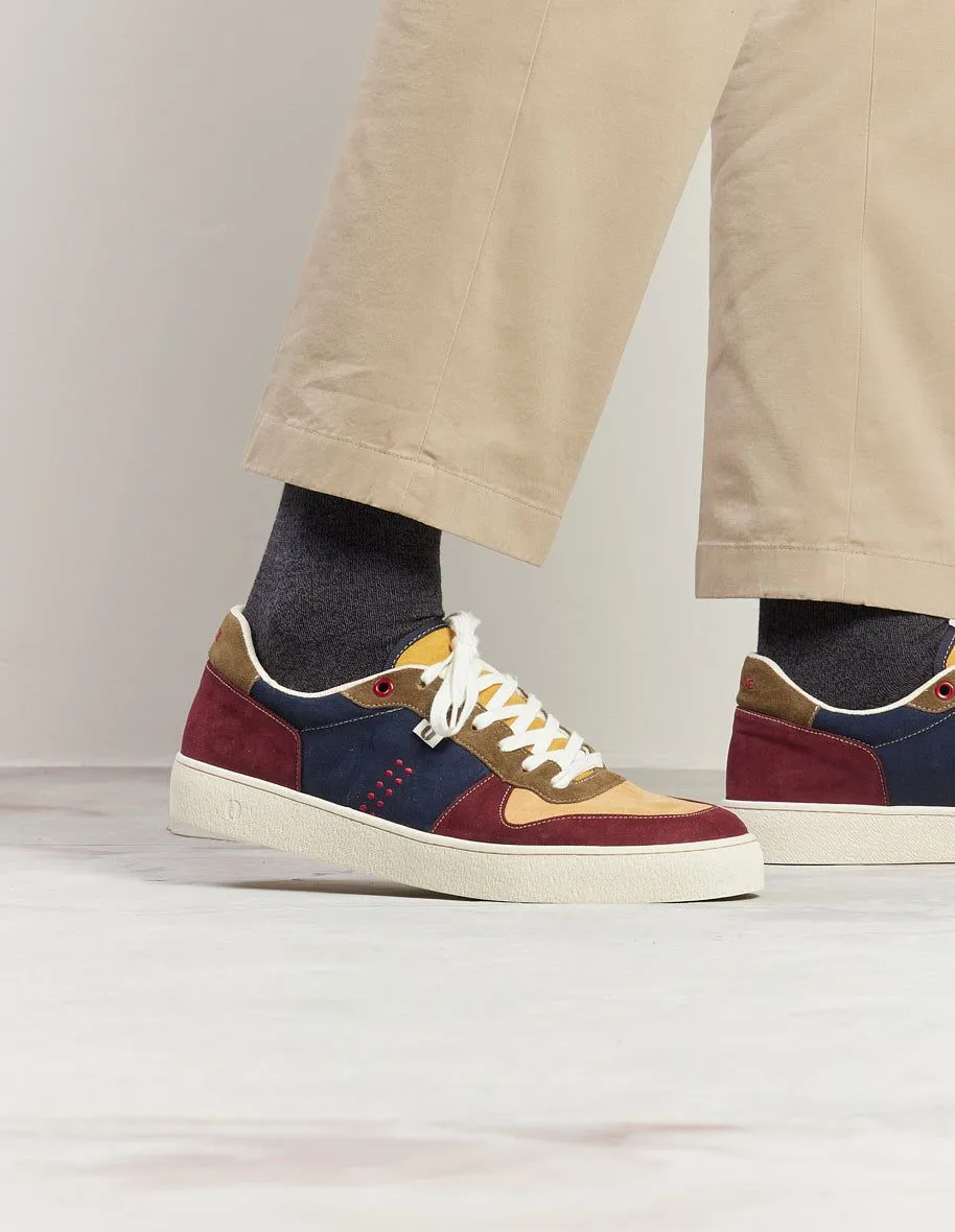 Arthur Men's Certified Leather Sneakers in Purple Beige Khaki by Odaje