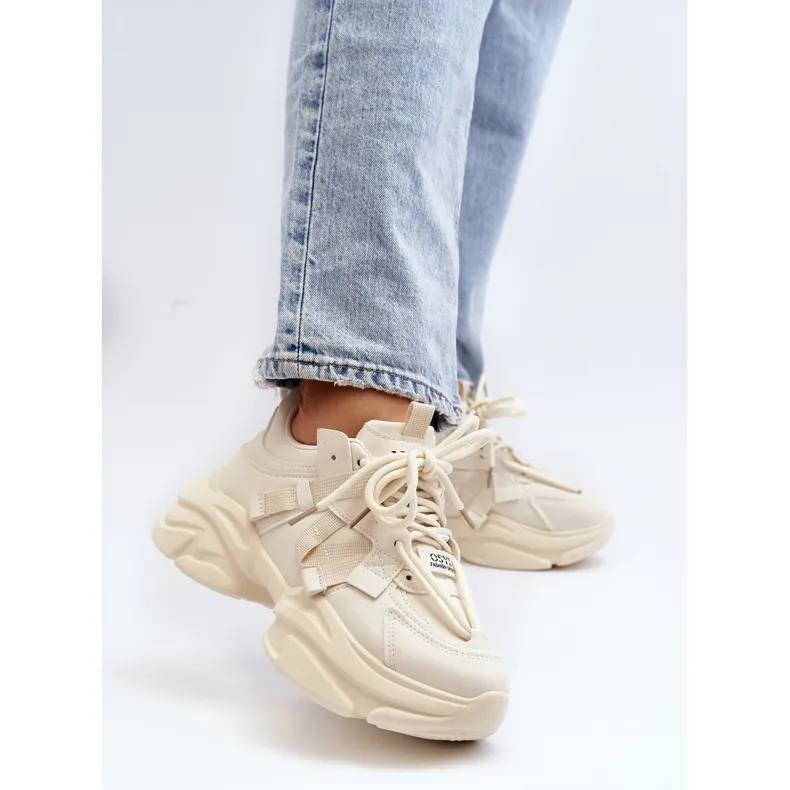 Beige Women's Platform Sneakers by Windamella