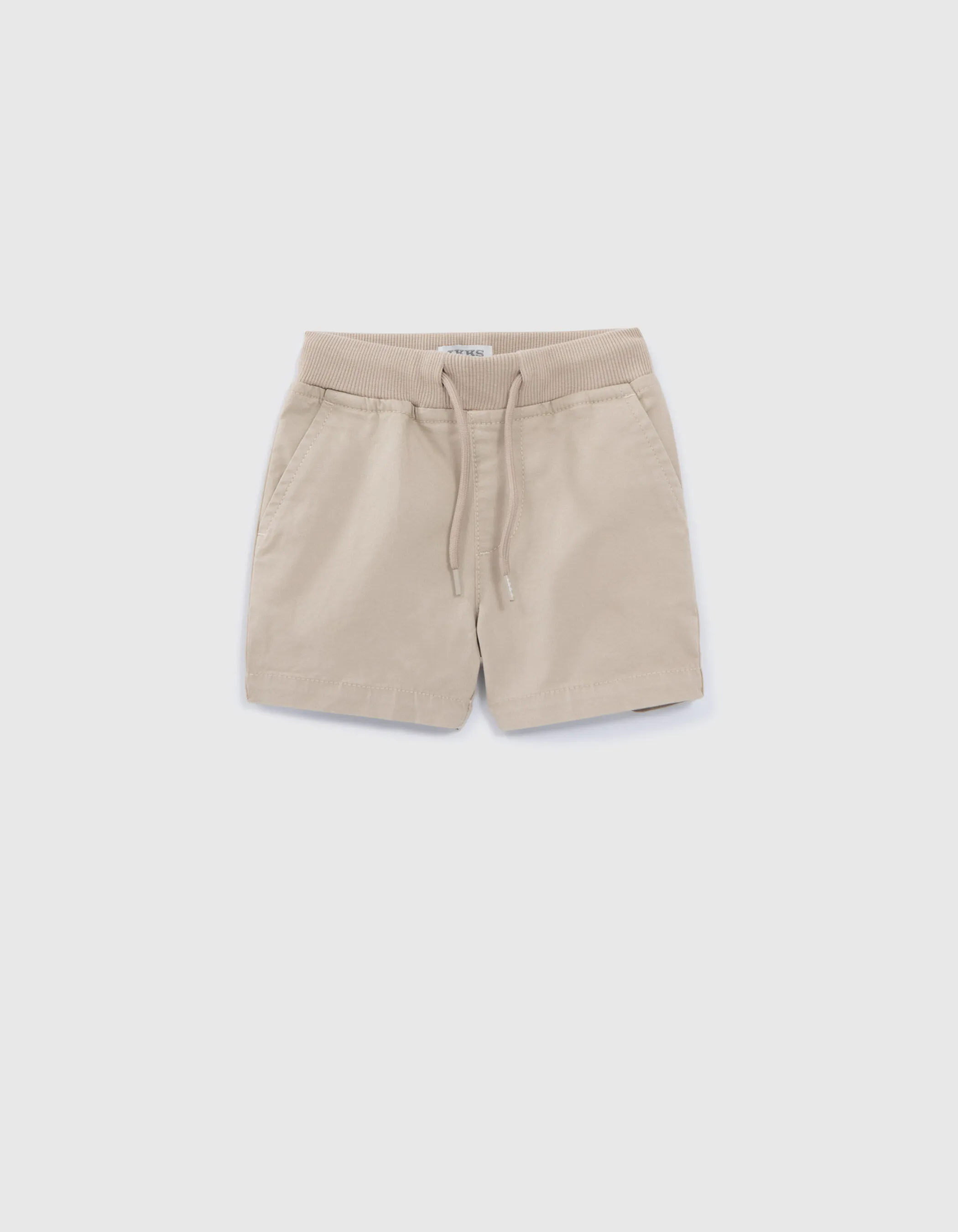 Bermuda shorts with elastic waistband for baby boys in beige