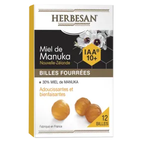 Billes Fourrées Miel de Manuka IAA 10+, 12 billes | Herbesan  - Parapharmacie Boticinal