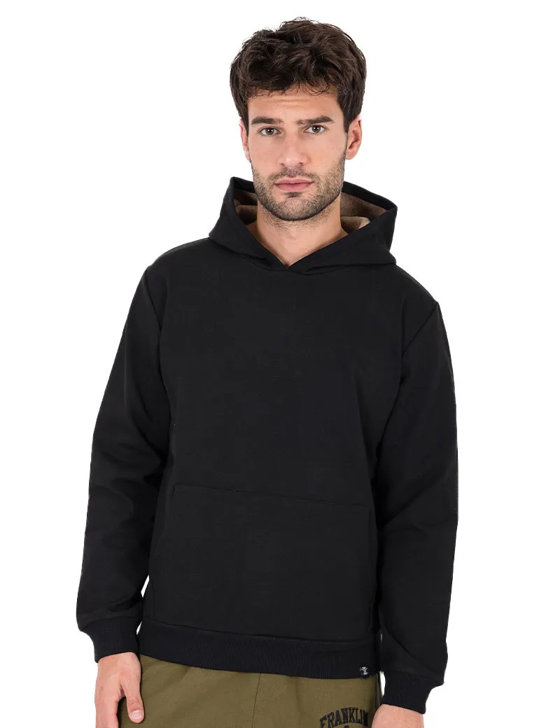 Black Men's Interlock Hooded Sweatshirt - Recycled Art World