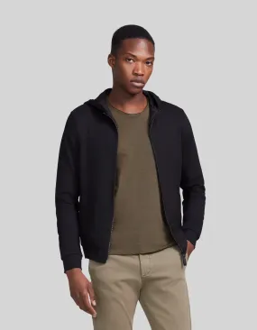 Black Zip-Up Hooded Men's Cardigan