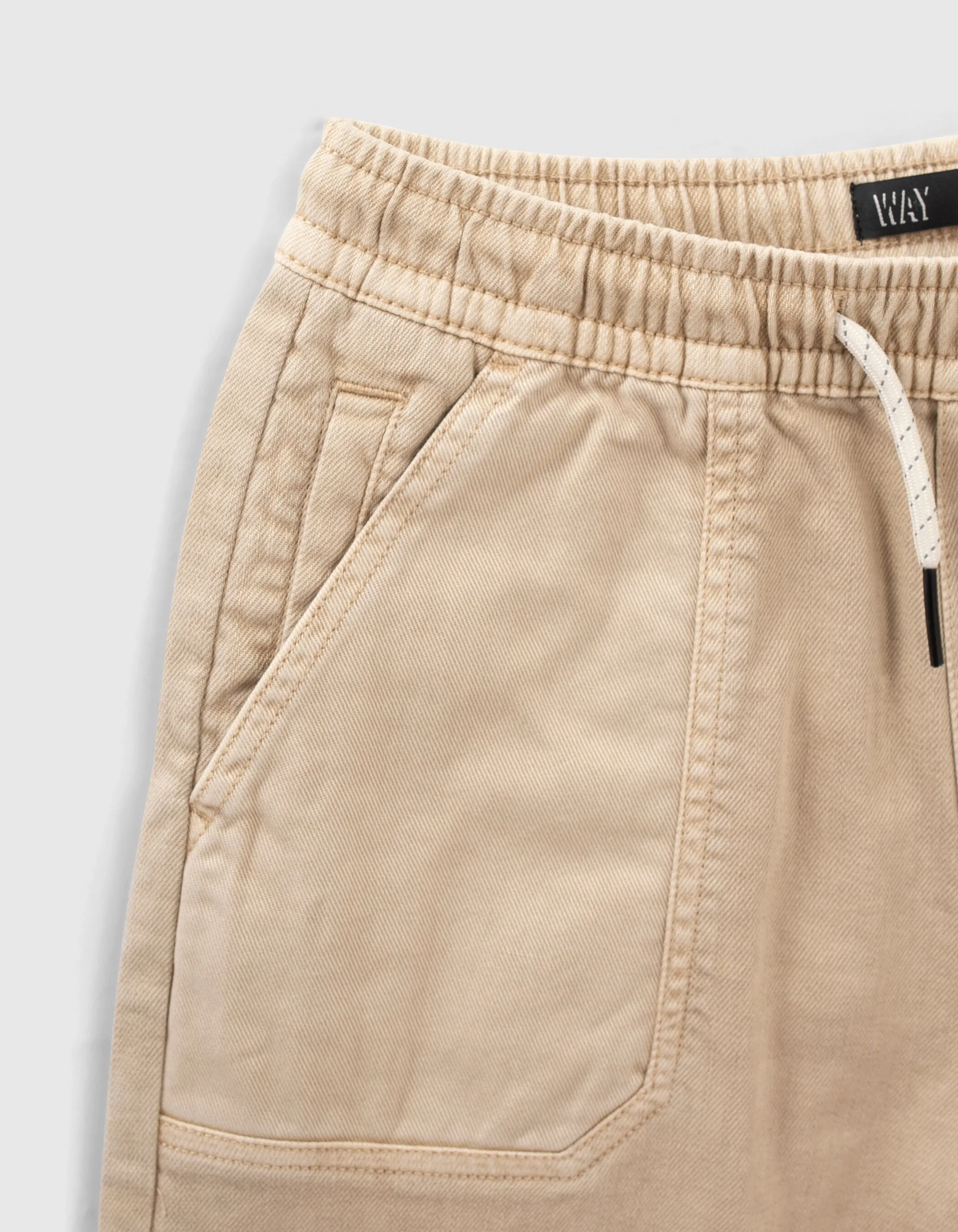 Boys' elastic waist relaxed fit beige Bermuda shorts