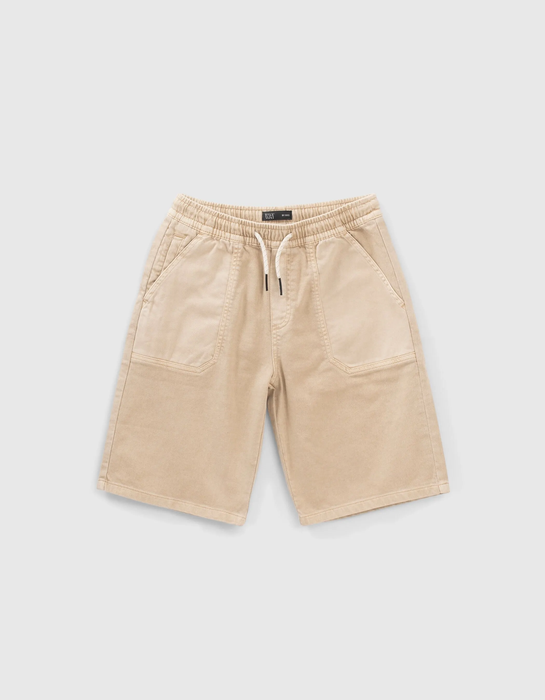Boys' elastic waist relaxed fit beige Bermuda shorts