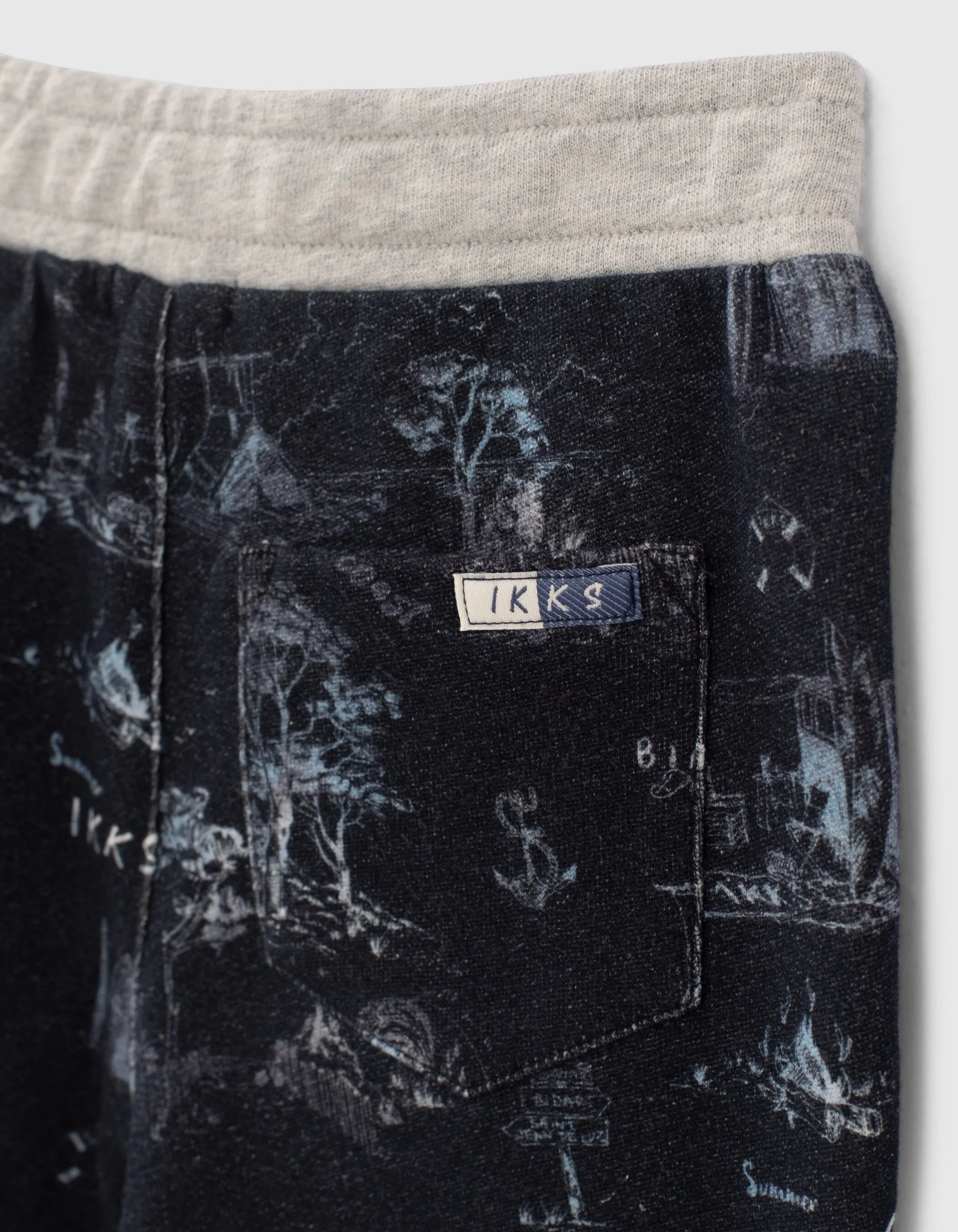 Boys' Toile de Jouy Print French Terry Bermuda Shorts - Navy