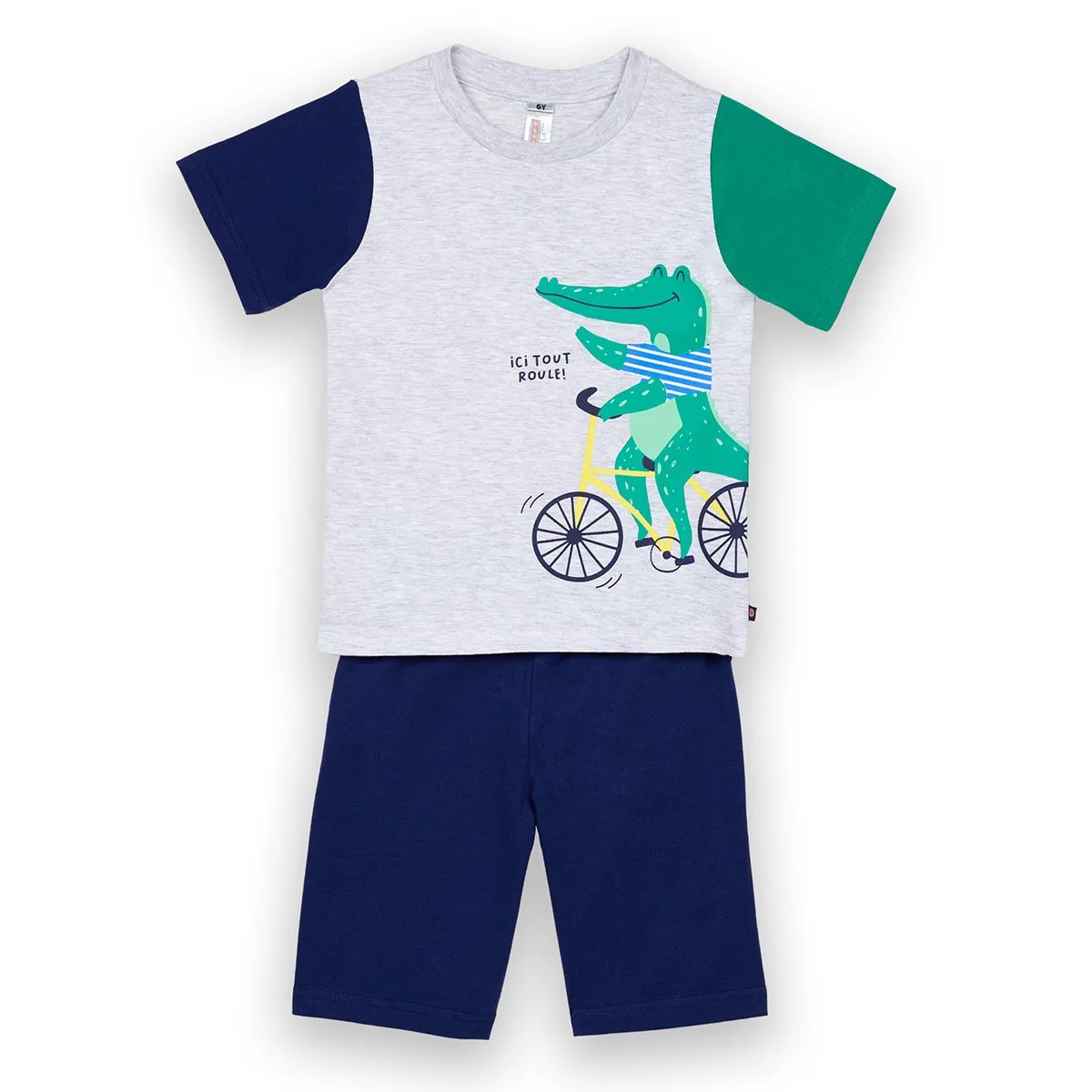 Boy's VELO Pyjashort Gray Marl/Navy
