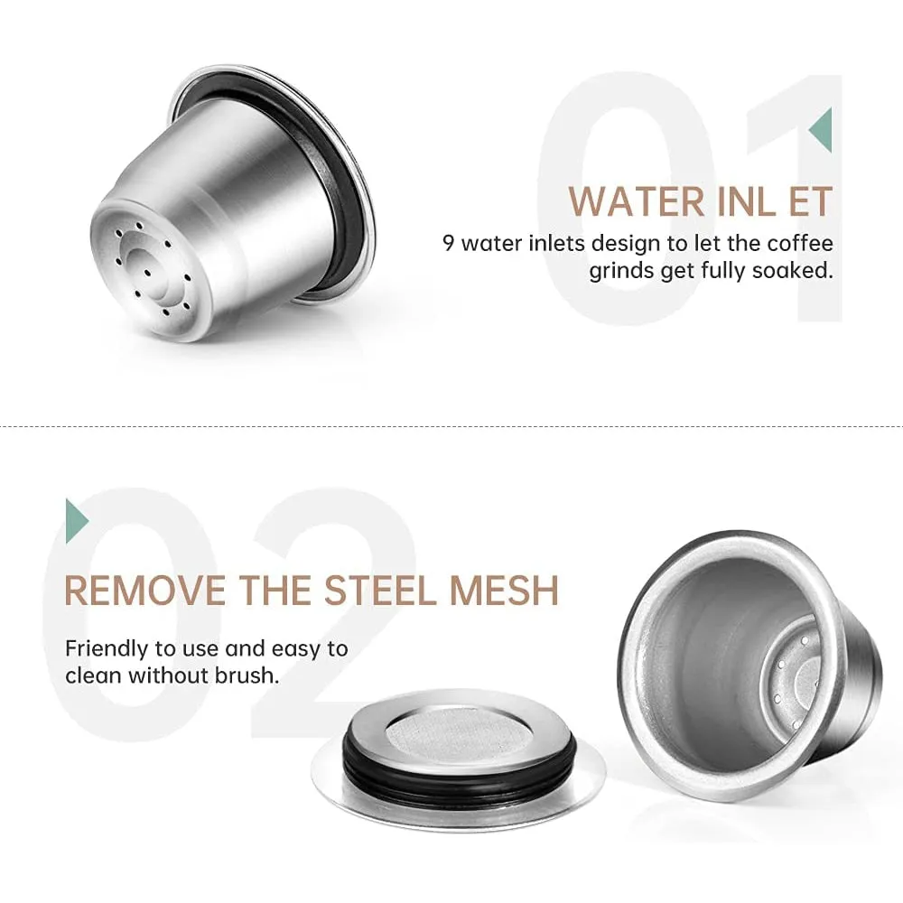 Capsule à café en dosettes inoxydable rechargeable et réutilisable pour Nespresso