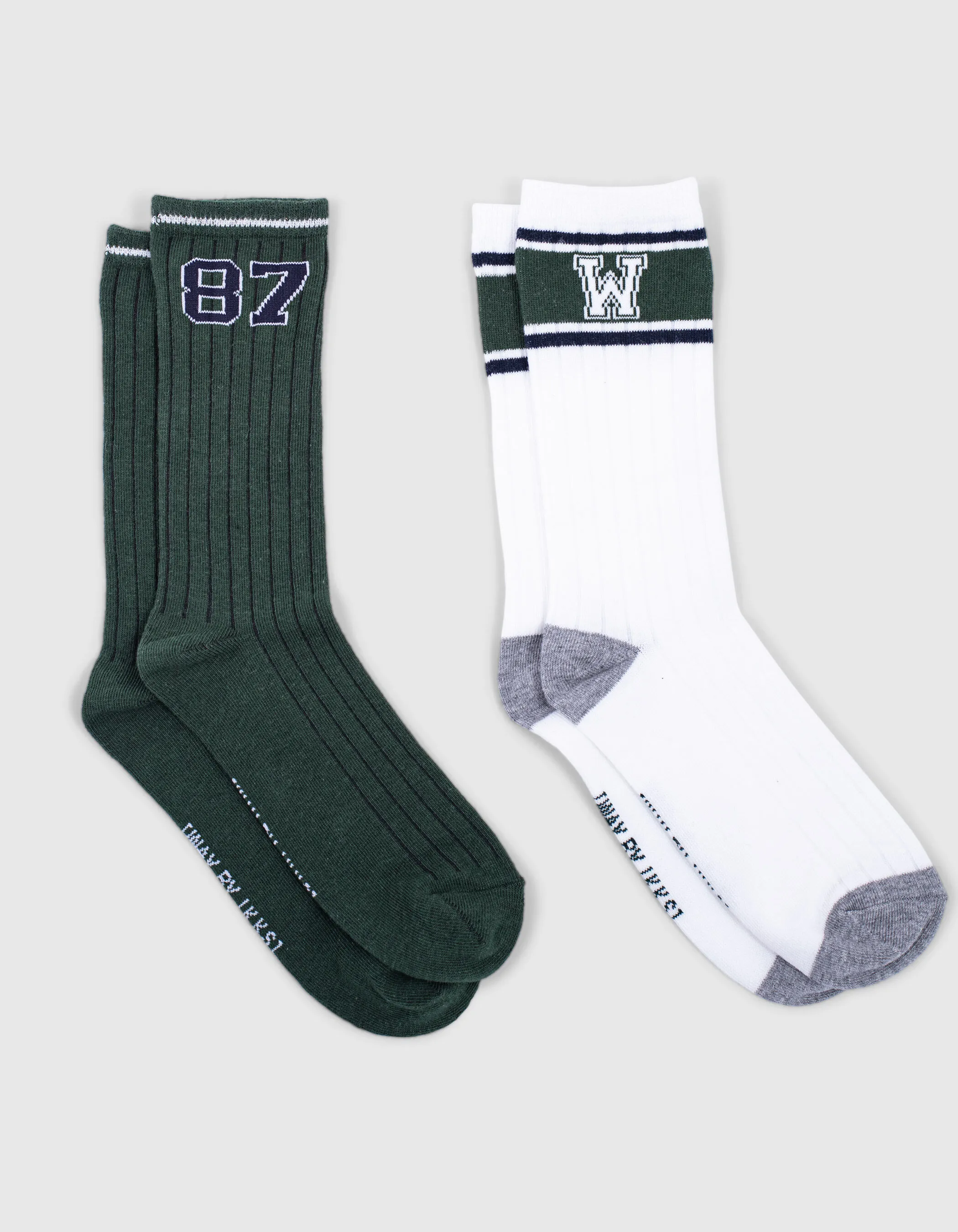 Chaussettes vert anglais et blanches rayées garçon