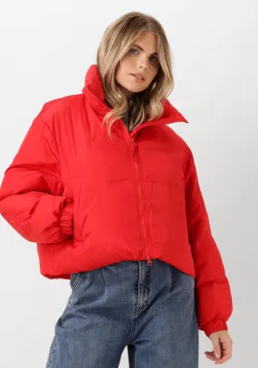 co'couture Red Frosty Crop Purr Quilted Jacket