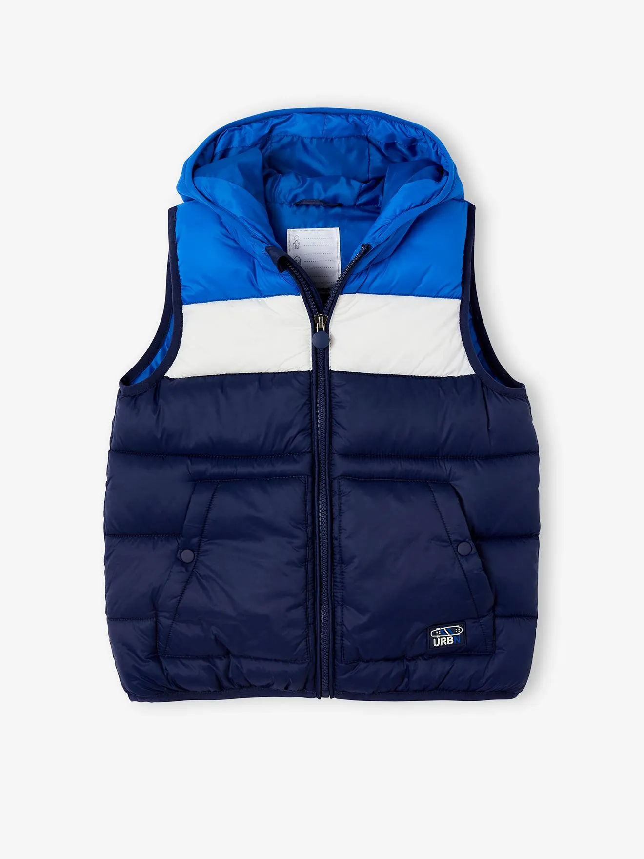 Green hooded boys' khaki vest - Vertbaudet