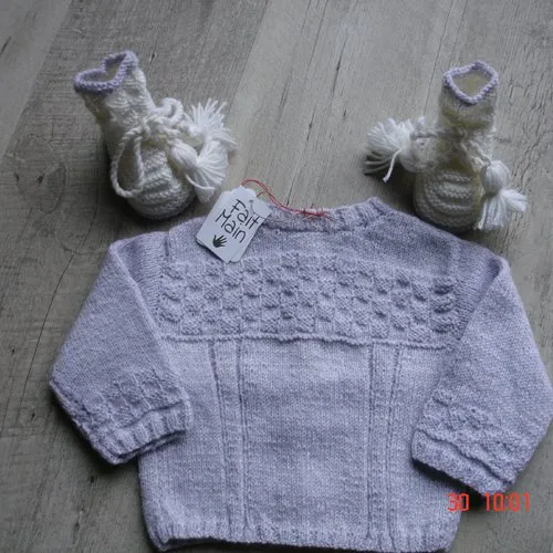 Matching Purple Sweater and Booties Set