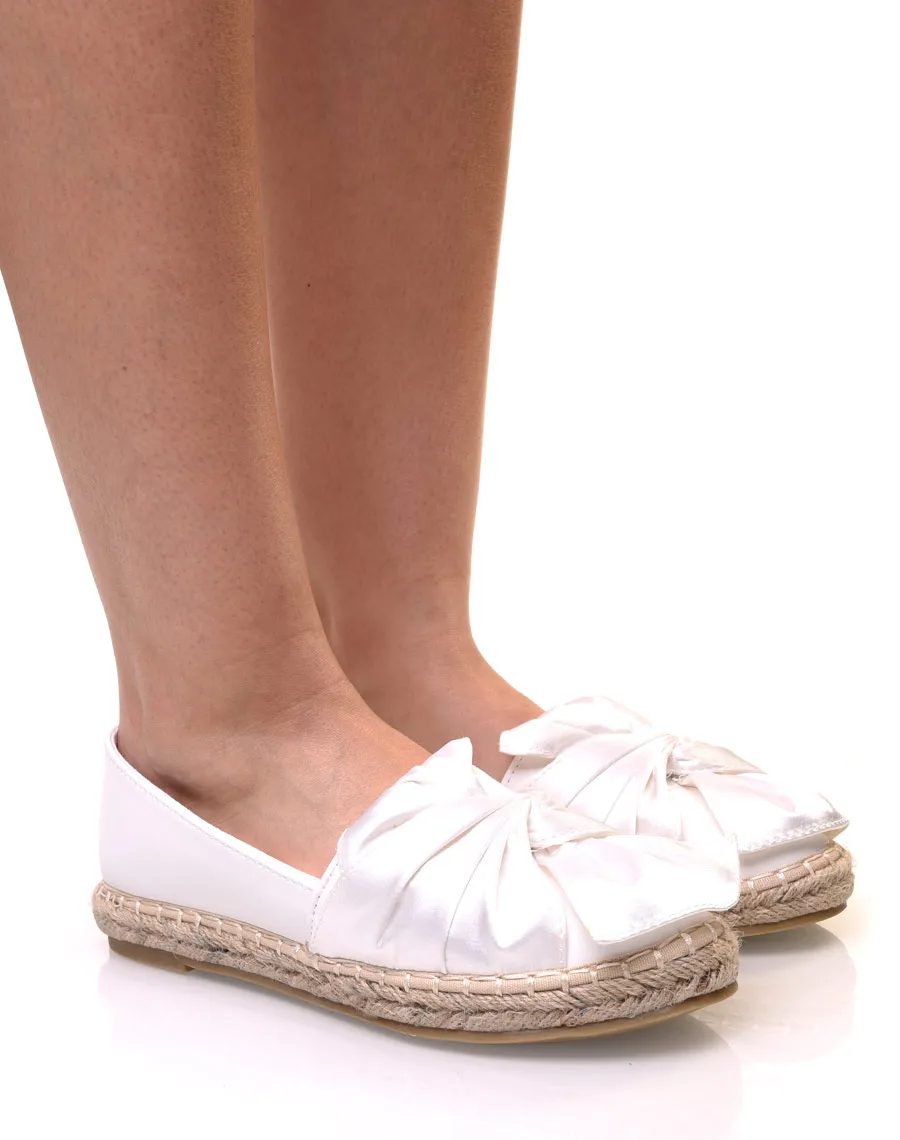 White Two-Tone Espadrilles with Bow