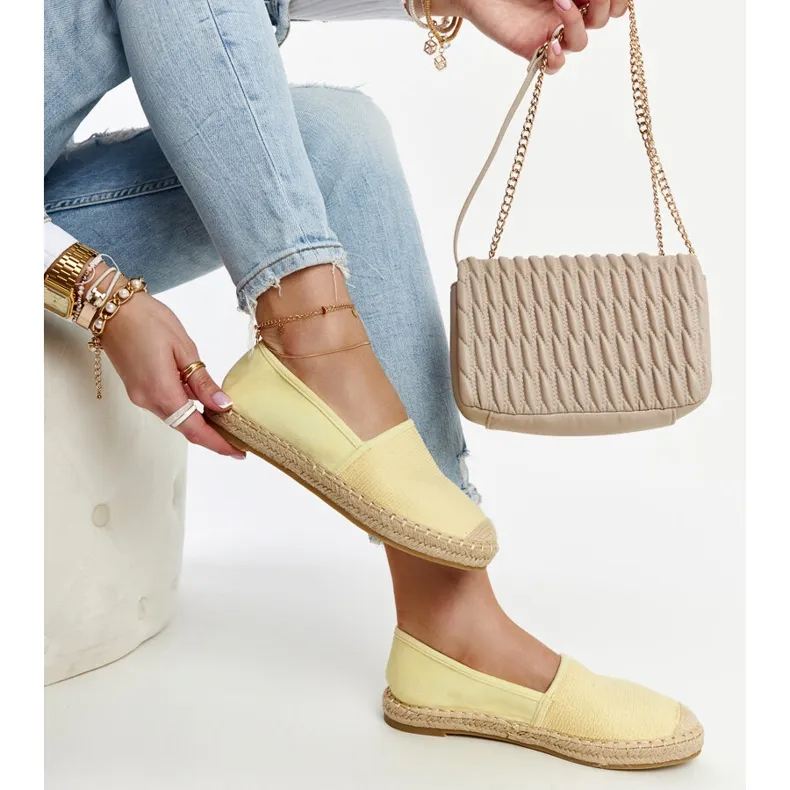 Yellow Sparkly Platform Espadrilles by Ming