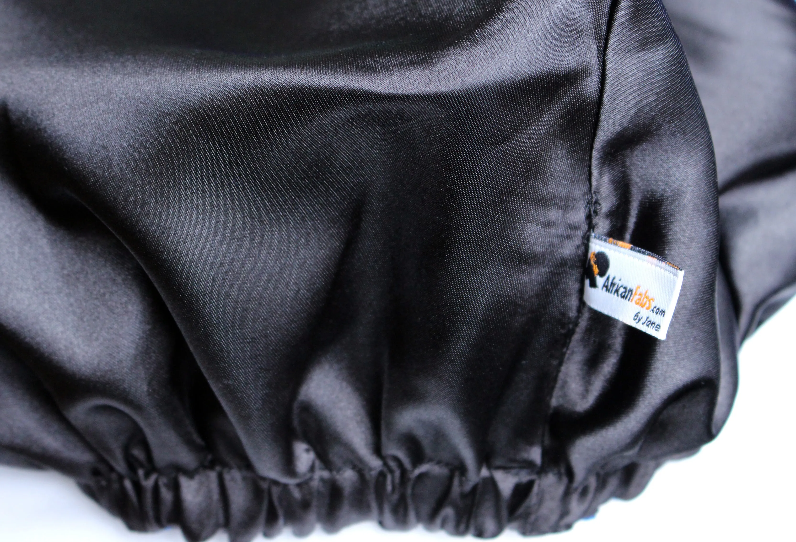Extra Large Satin Turban - Pan African Kente/Black Print