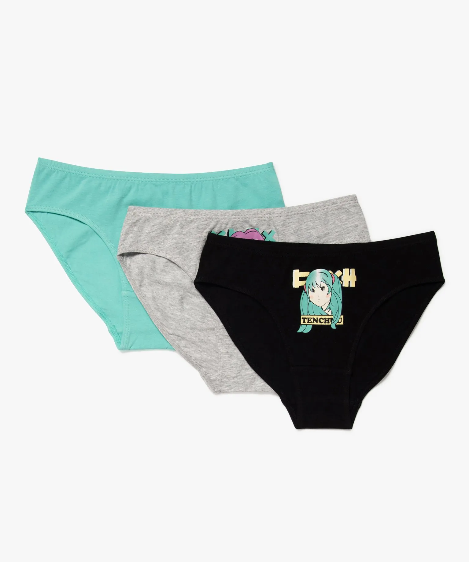 Girls' Multicolor Cotton Stretch Culottes with Manga Pattern (Pack of 3) Underwear
