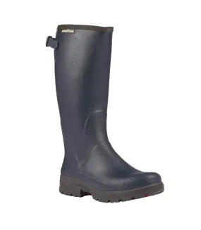 Goodyear blue men's rain boots stream.