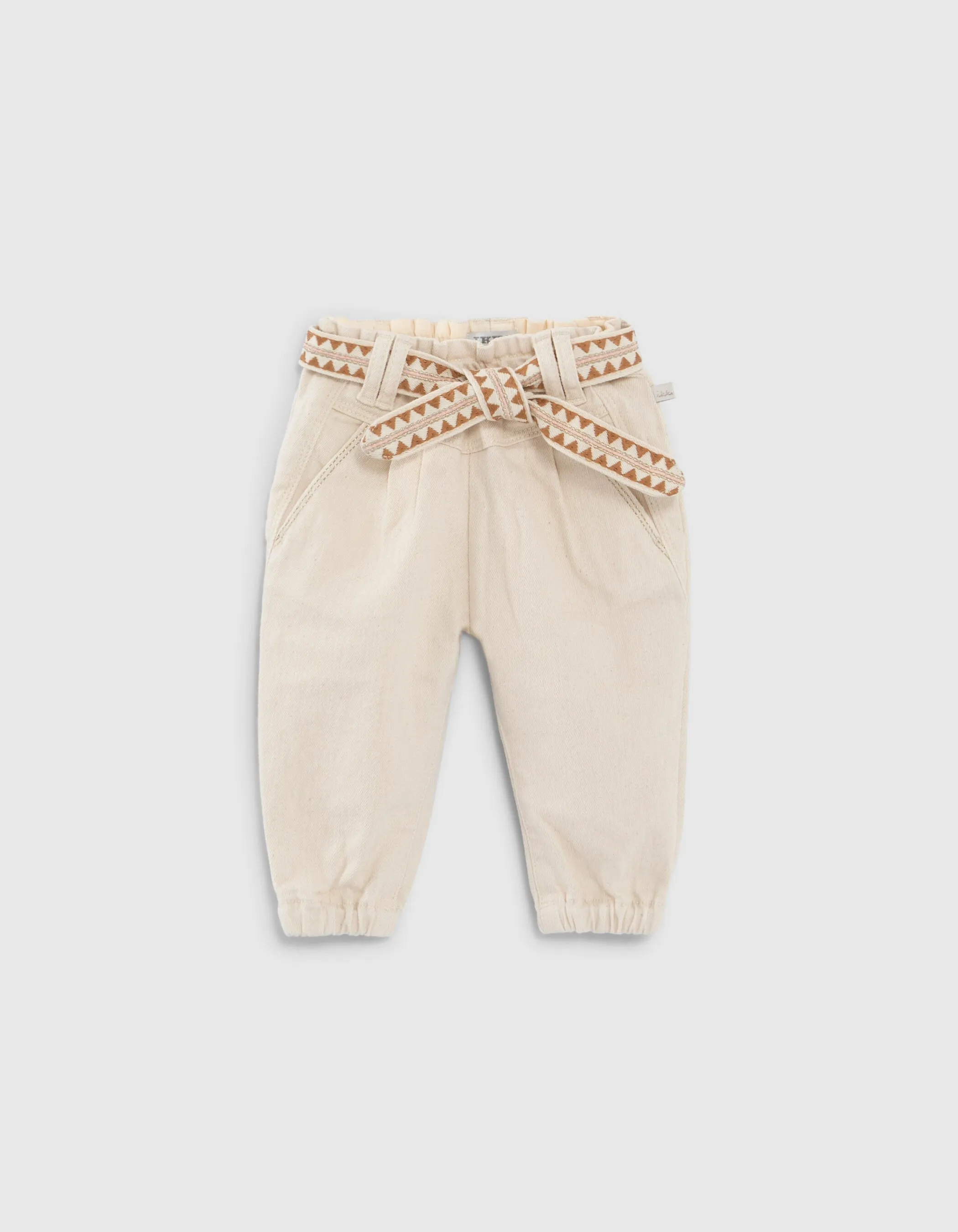 Embroidered ethnic baby girl raw denim belt