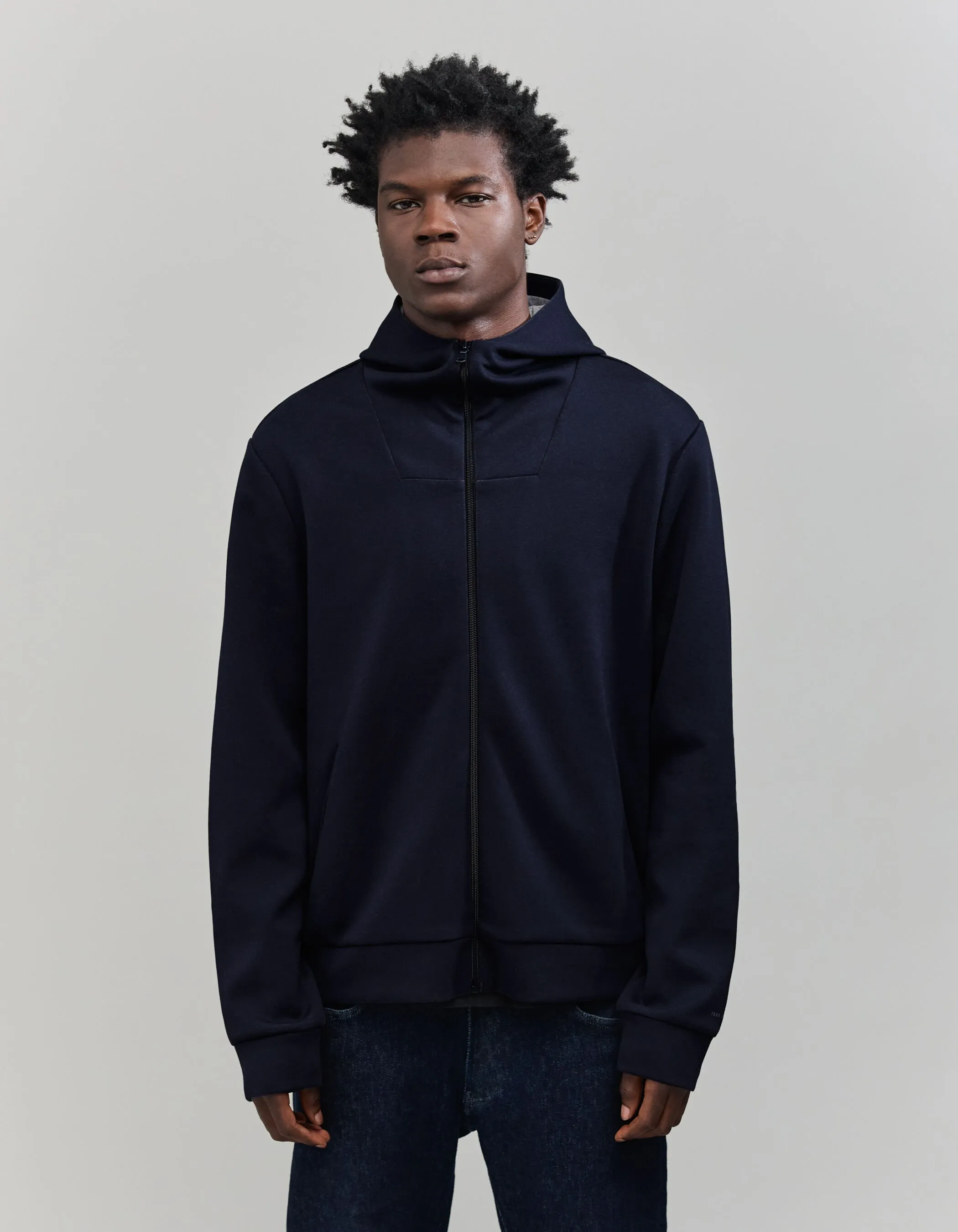 Men's Navy Neoprene Zip-up Cardigan