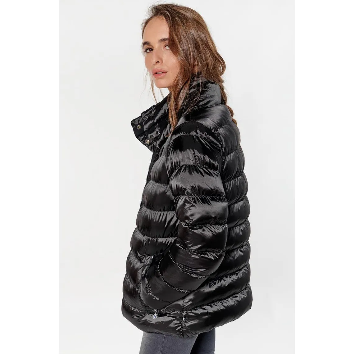 Nylon Black Dolores Puffer Jacket | 3 Suisses