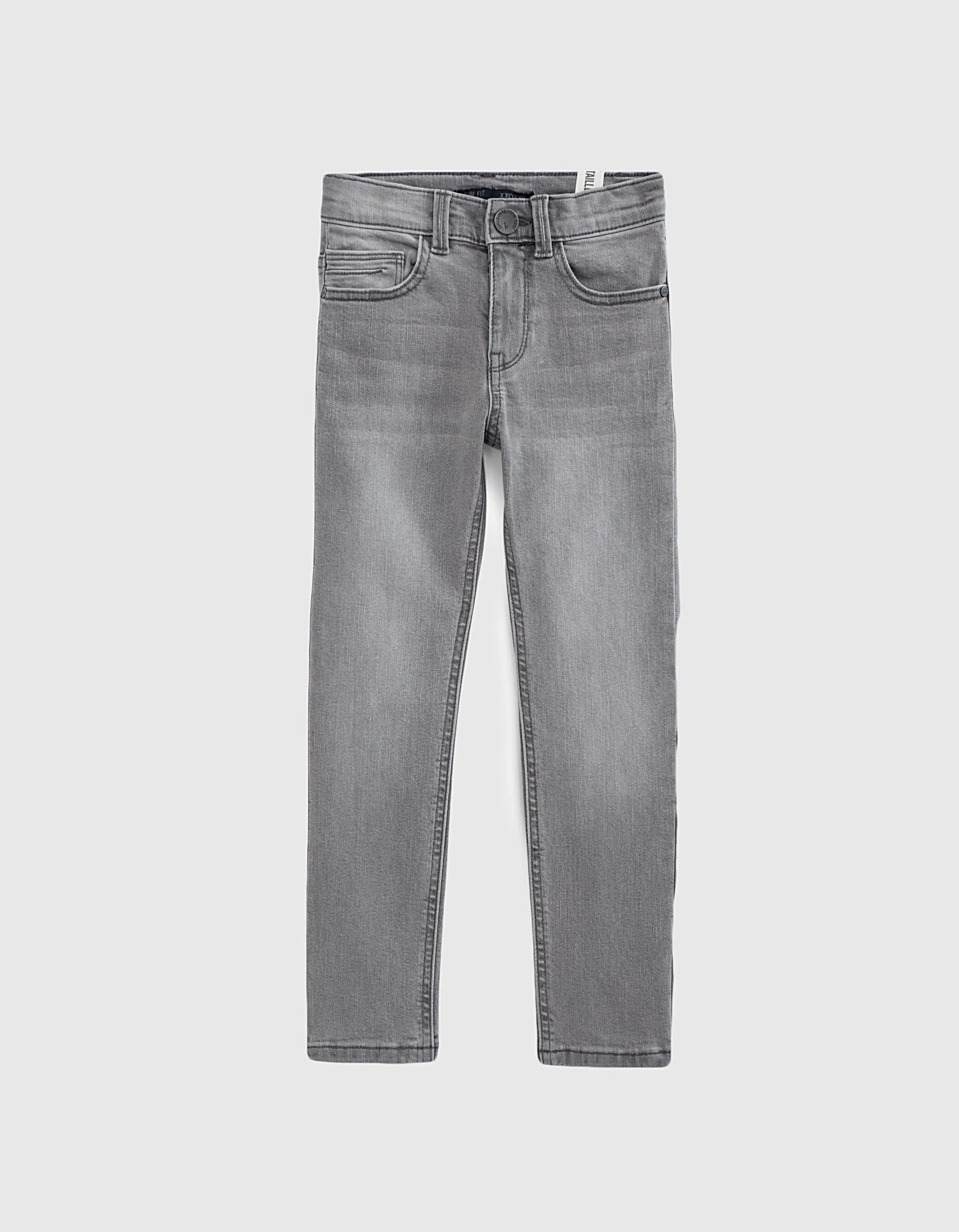 Organic cotton essential boys' slim gray jeans.
