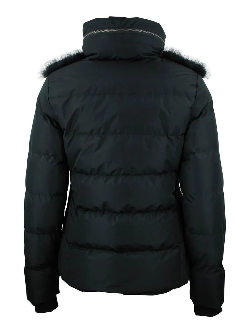 PEAK MOUNTAIN Black Fur Puffer Jacket.