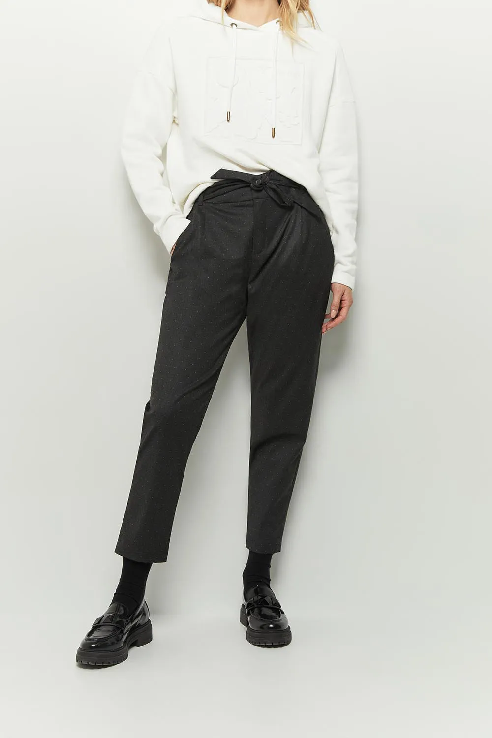 PLATON Anthracite Neo-Battle Pants with Polka Dot Pattern