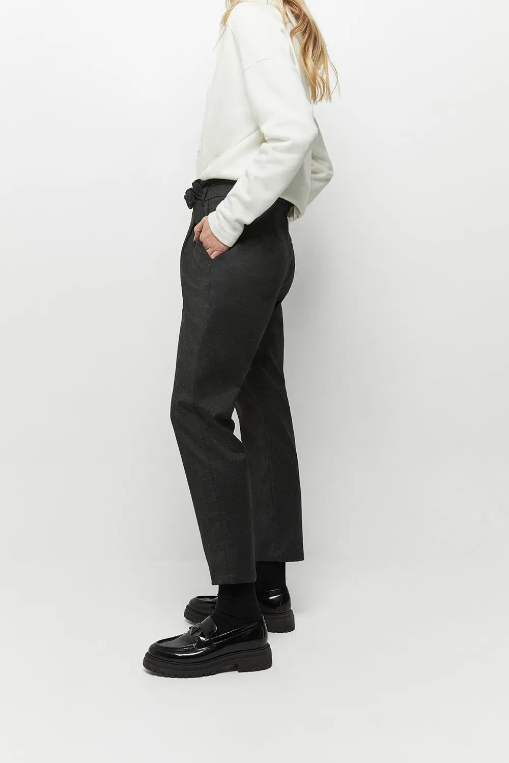 PLATON Anthracite Neo-Battle Pants with Polka Dot Pattern