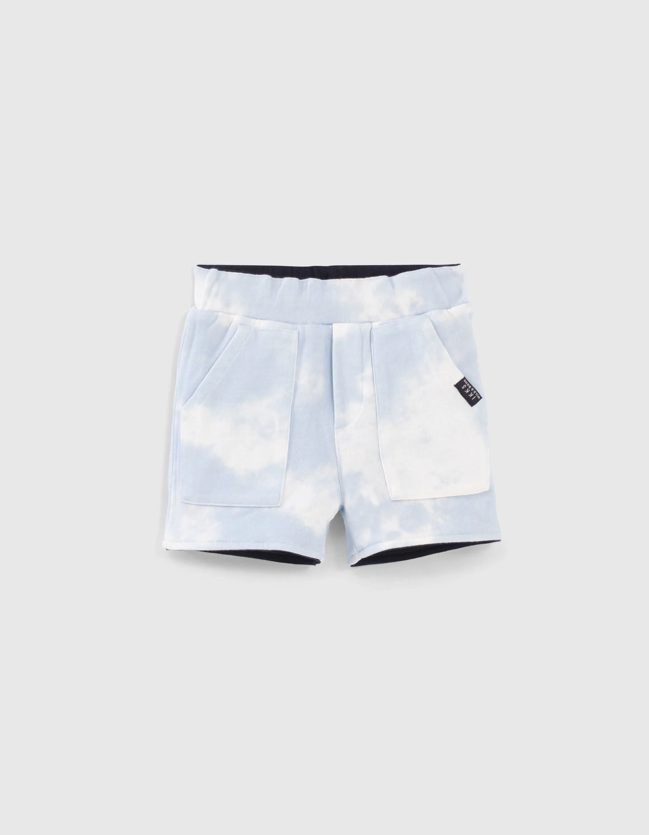 Reversible marine tie-dye Bermuda baby boy.