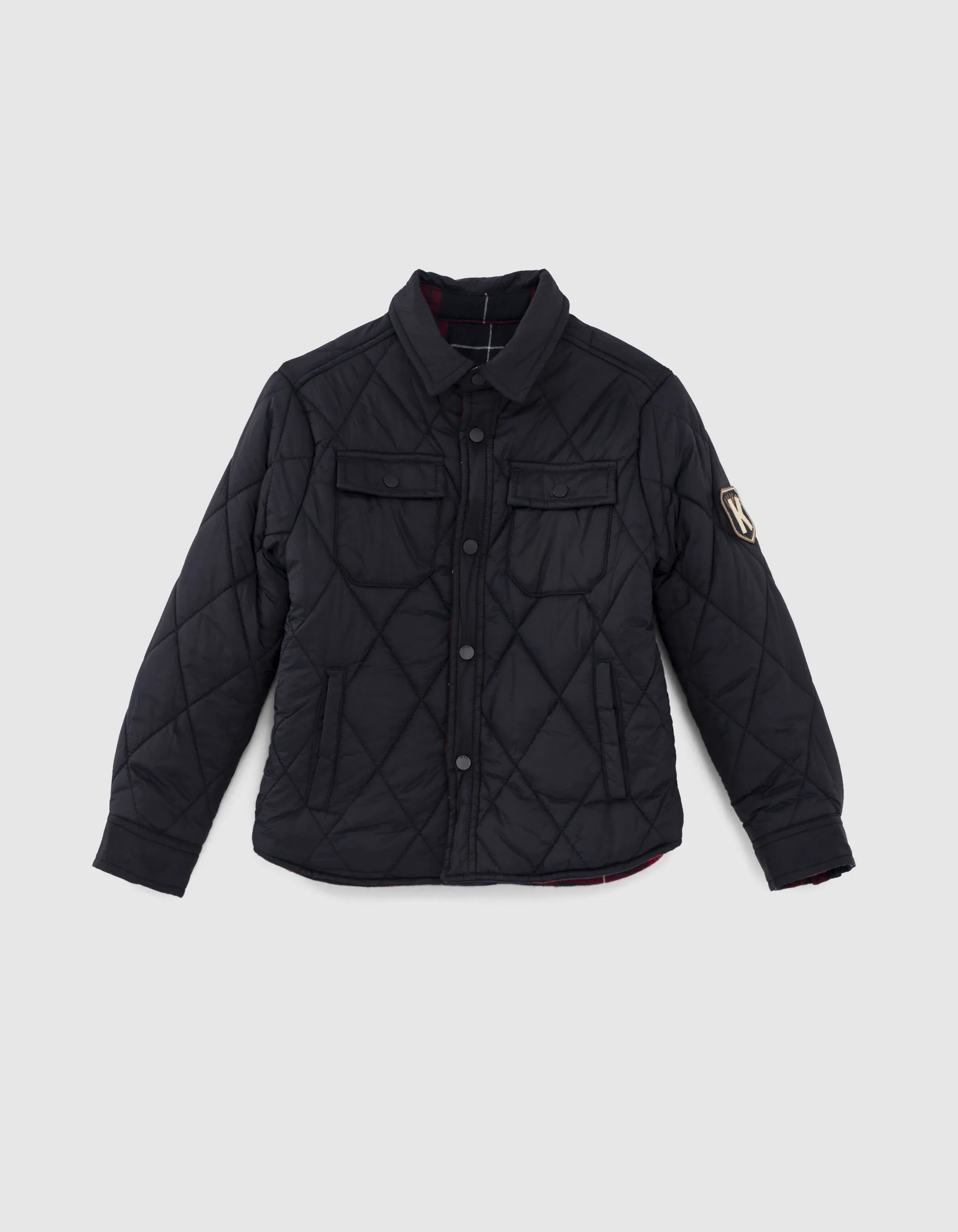 Reversible Navy and Plaid Boys' Parka