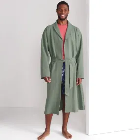 Men's Standard Size Stretch Cotton Waffle Bathrobe