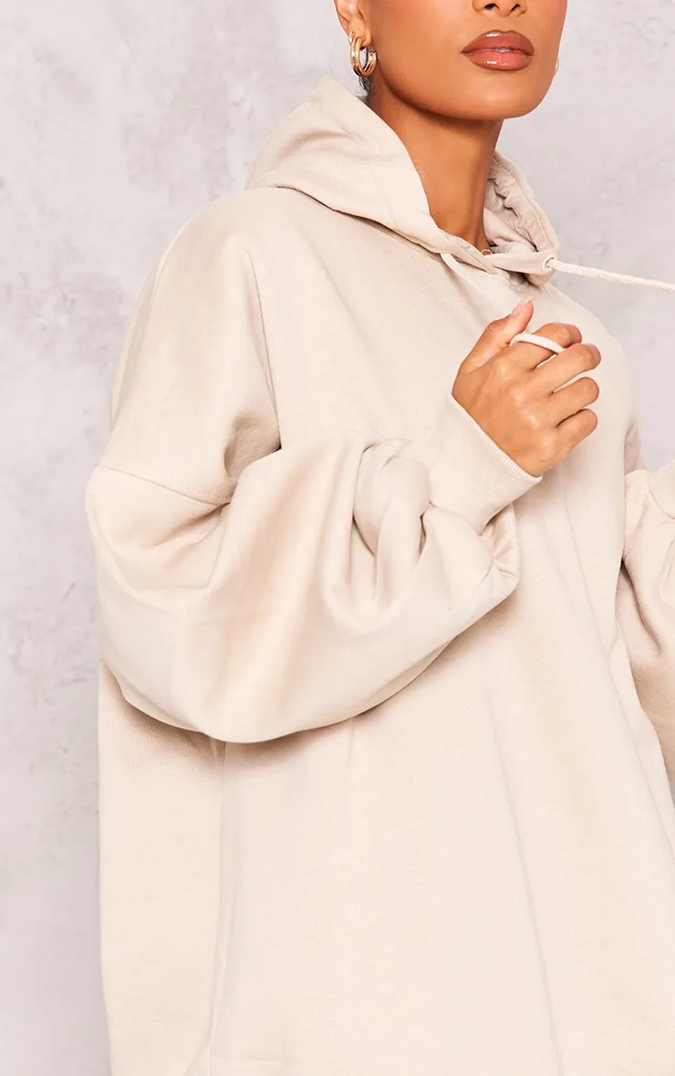 Oversized oatmeal hoodie sweatshirt.