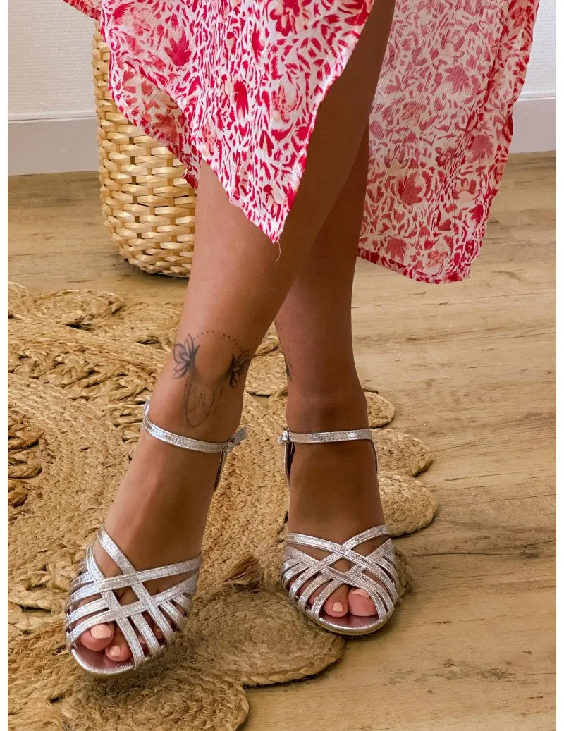 Silver Strap Sandals - Gloria