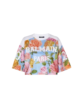 Pastel Roses Imprint Balmain Baseball T-shirt
