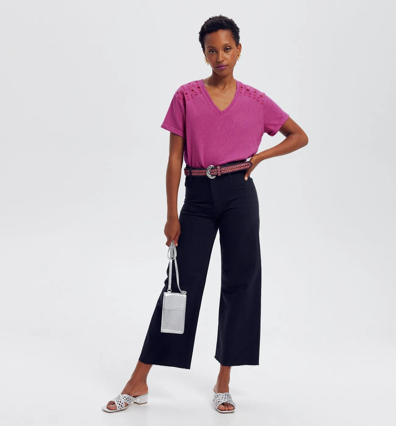 Broderie Anglaise T-shirt - Cassis