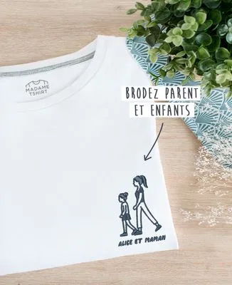 T-Shirt homme Parent et enfant en file indienne brodé