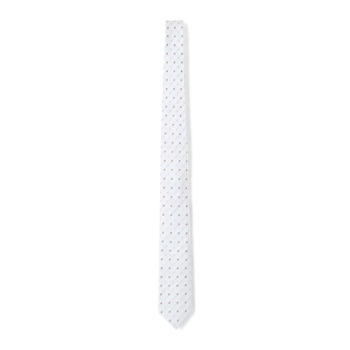 Thin pink and camel polka dot tie