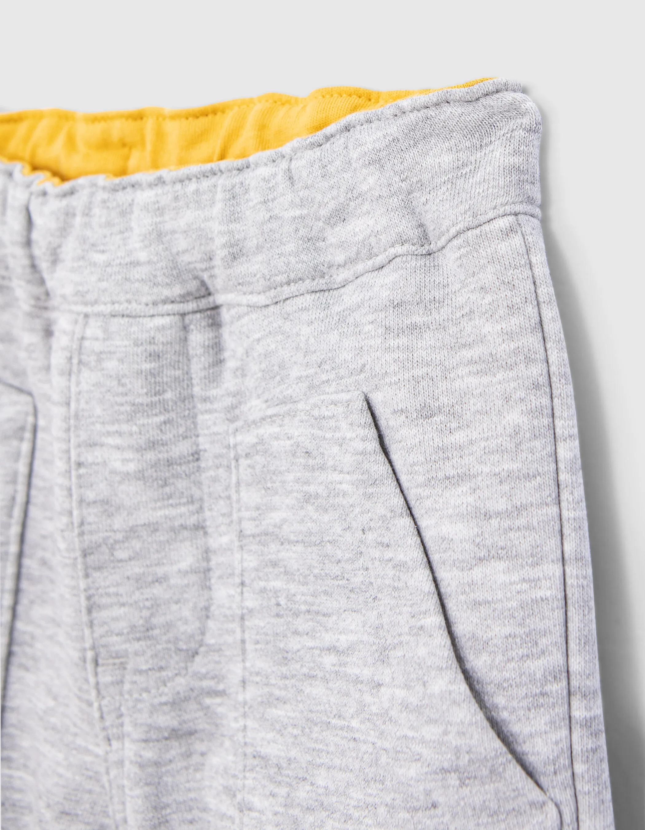 Yellow and Gray Reversible Baby Boy Fleece Bermuda Shorts
