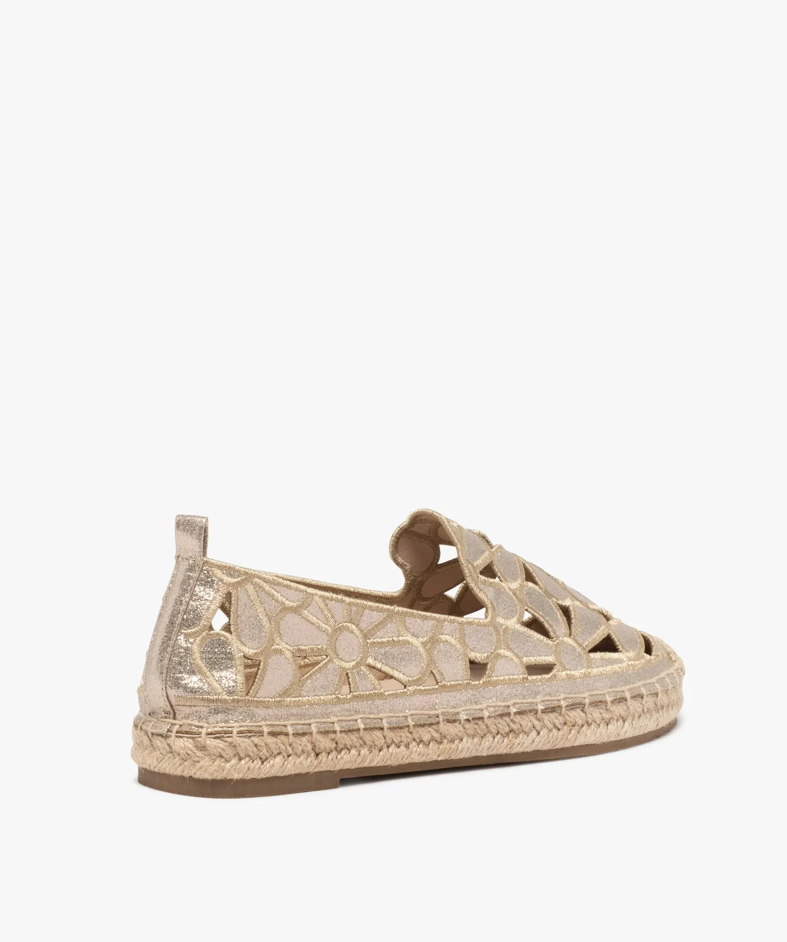 Yellow floral canvas espadrilles with cutouts and glitter for women sneakers and tennis shoes.